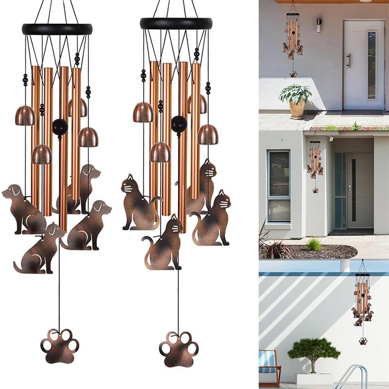 Memorial Wind Chime with Wood, Cat Dog Tubes Commemorative Pet Loss - product gallery image 21