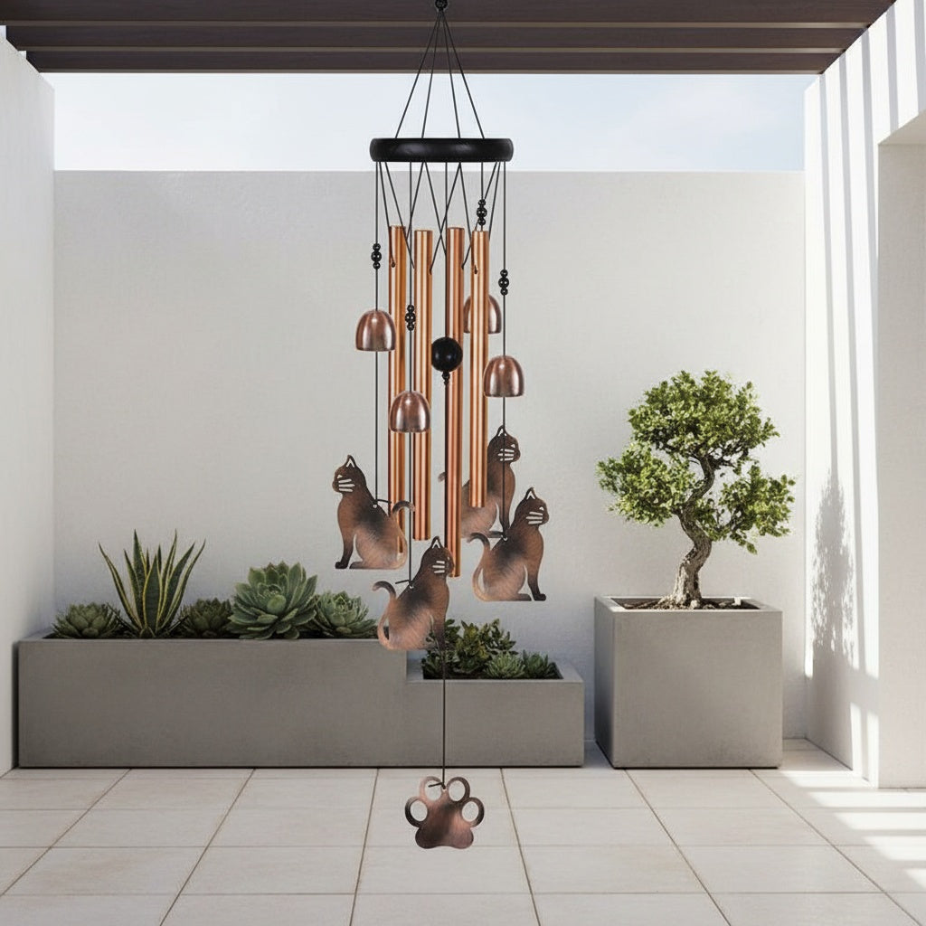Memorial Wind Chime with Wood, Cat Dog Tubes Commemorative Pet Loss - product gallery image 26