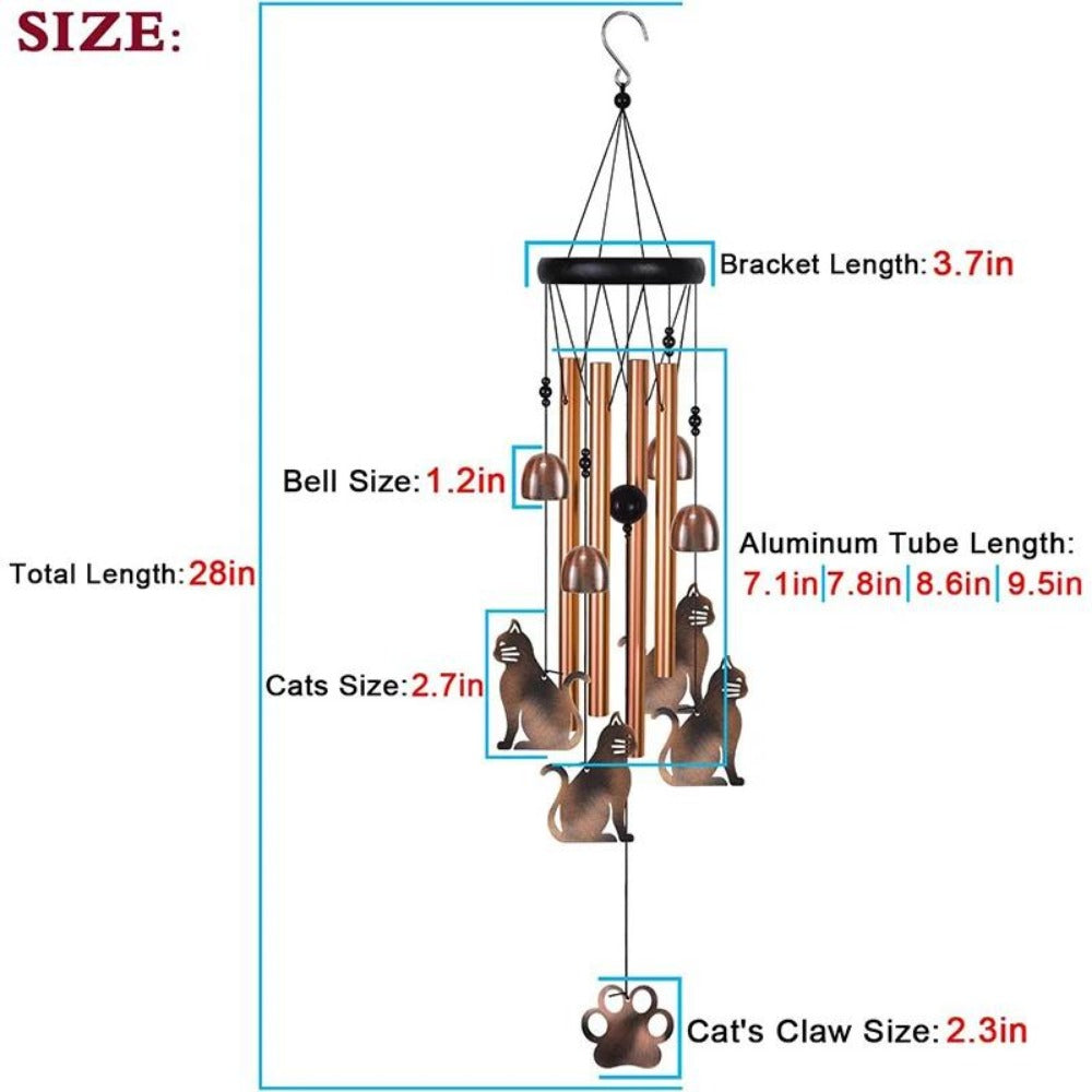 Memorial Wind Chime with Wood, Cat Dog Tubes Commemorative Pet Loss - product gallery image 8