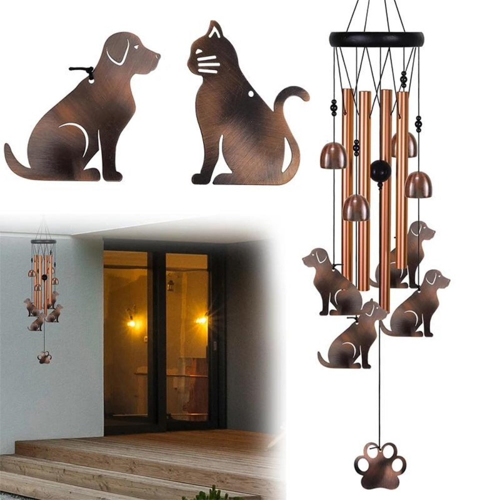 Memorial Wind Chime with Wood, Cat Dog Tubes Commemorative Pet Loss - product gallery image 9