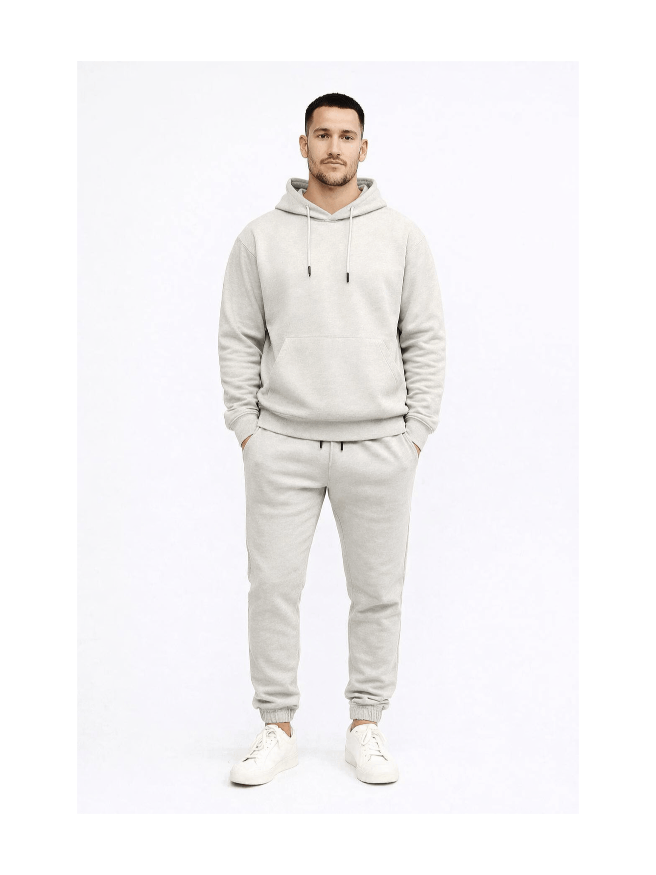 Men's Tracksuit with 2 Piece, Men's Piece Fleece Hoodie Joggers Co-ord - Light Grey, UK Small option