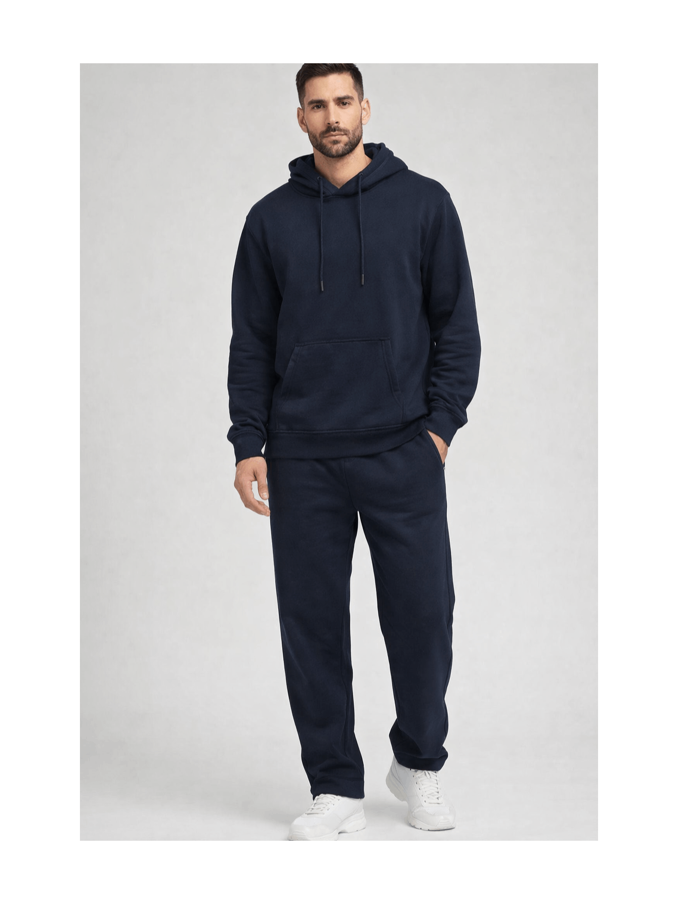 Men's Tracksuit with 2 Piece, Men's Piece Fleece Hoodie Joggers Co-ord - Navy Blue, UK Small option