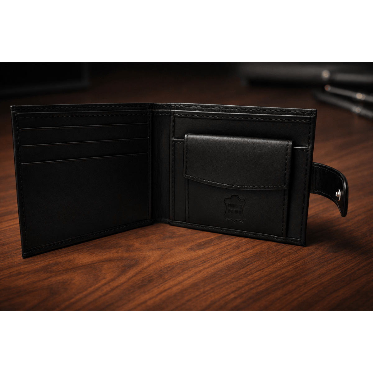 Men's Wallet with Lockable, Metal, 3 Card, Men's Genuine Leather RFID Blocking - product gallery image 6