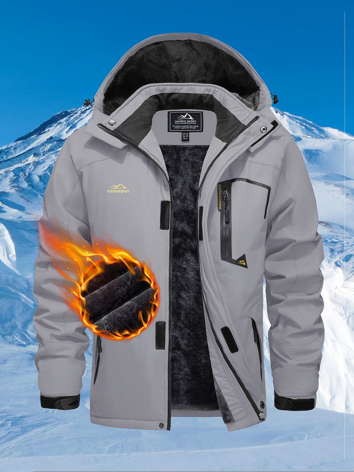 Mens Ski Jacket with Men's Multi-Pocket Fleece-Lined, S-3XL - product gallery image 4