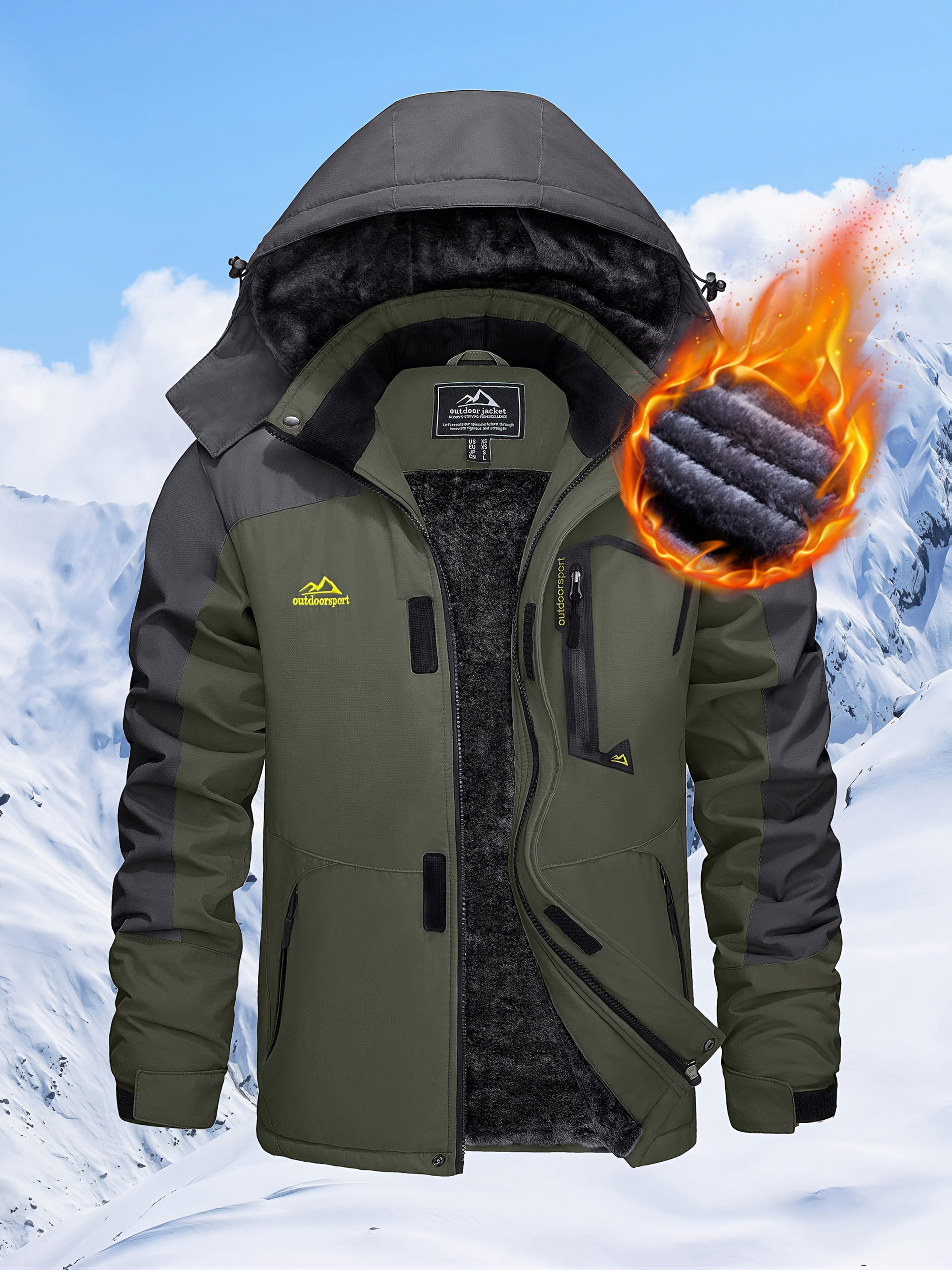 Mens Winter Parka with Men's Fleece-Lined Hooded Nine Colours, S-3XL