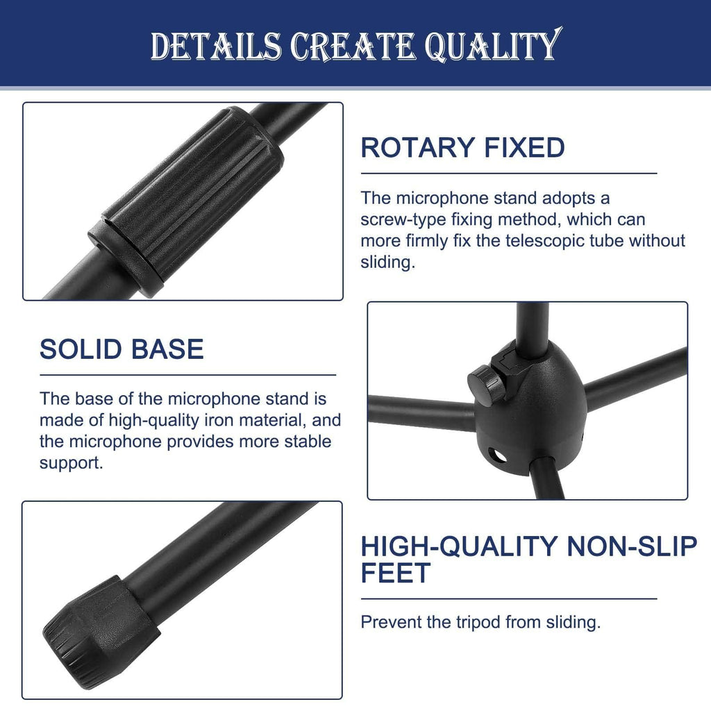 Microphone Stand Adjustable Tripod Floor Standing 82–139cm Mic with Adjustable Height - product gallery image 4