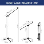 Microphone Stand Adjustable Tripod Floor Standing 82–139cm Mic with Adjustable Height