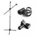 Microphone Stand Adjustable Tripod Floor Standing 82–139cm Mic with Adjustable Height - with 2 Mic Clip option
