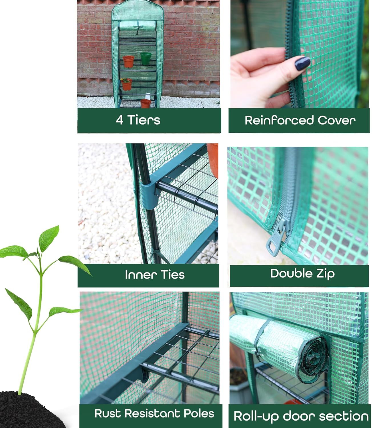 Mini Greenhouse with Space-Saving, 4Tier PE greenhouse - product gallery image 14