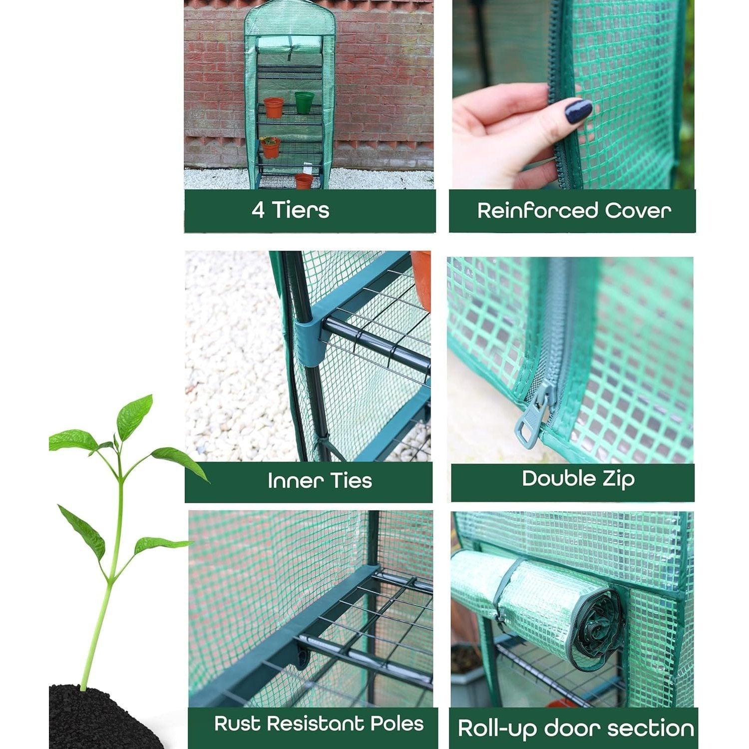 Mini Greenhouse with Space-Saving, 4Tier PE greenhouse - product gallery image 6