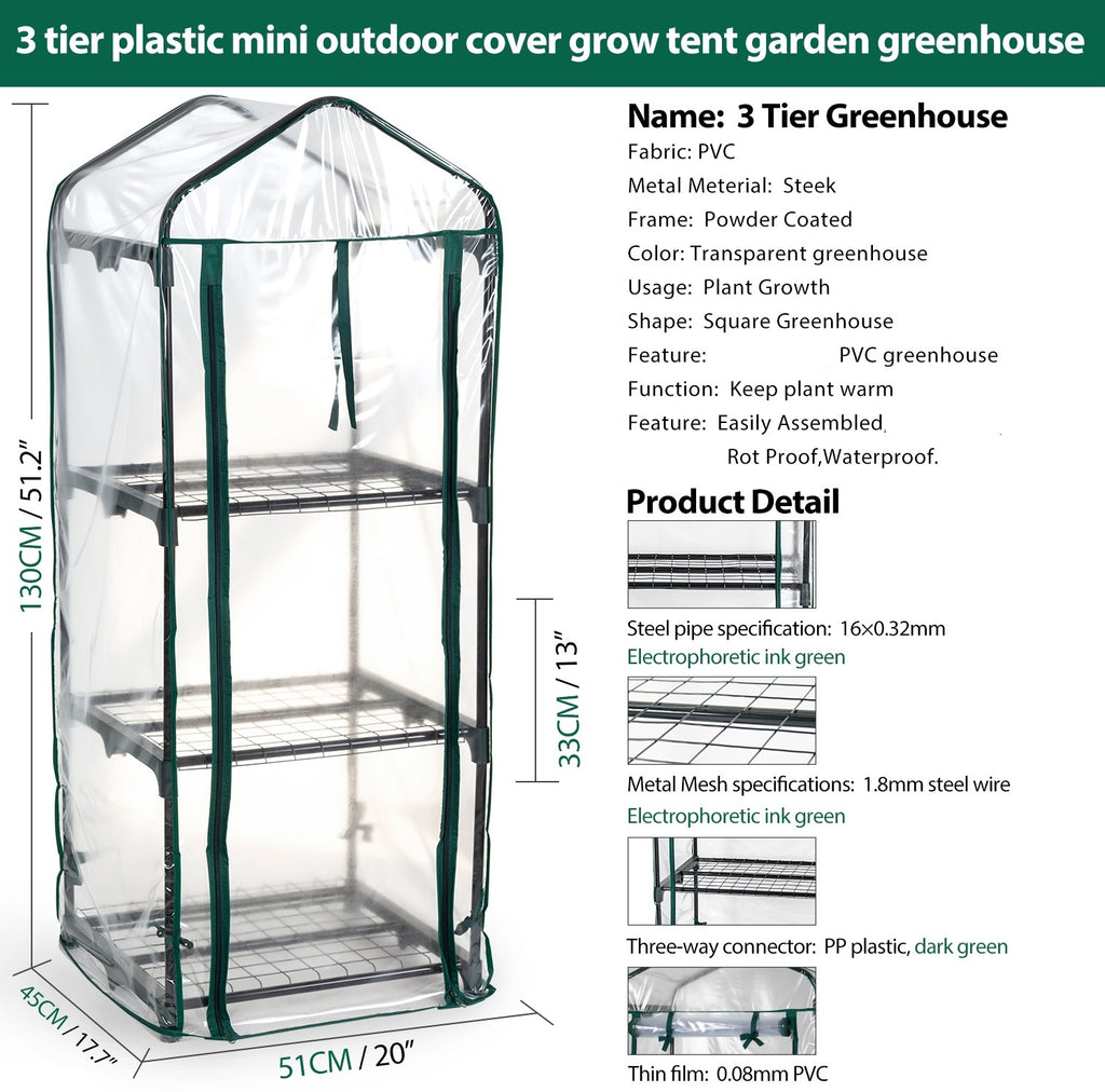 Mini Greenhouse with Space-Saving, 51 cm W x 45 cm D x 130 cm - product gallery image 11