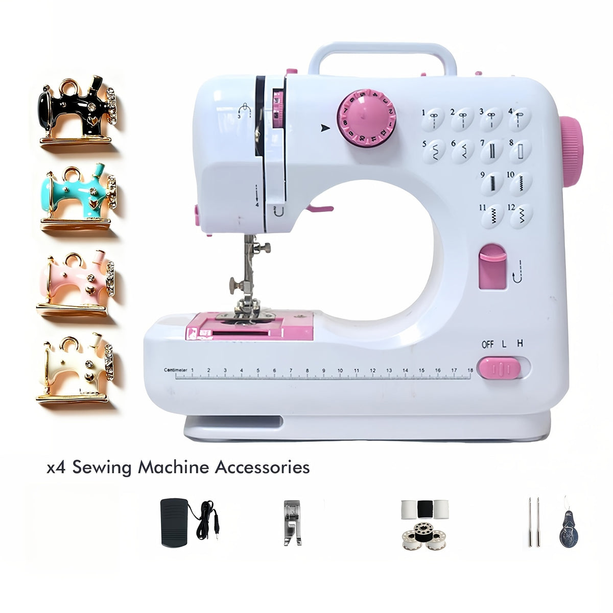 Mini Sewing Machine with Portable Double Thread Two Speed Battery - pink color option