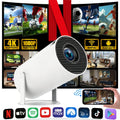Mini Smart Portable Projector Supports 4K with Wireless - White option