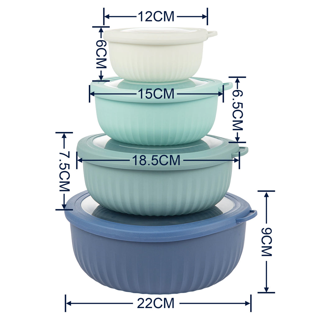 Mixing Bowl Set with Airtight, Plastic, 4-Piece Lids Food-Grade Fridge Storage - product gallery image 14