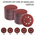 mm- 5" Sanding Discs 40 60 80 120 240 with 125mm, Metal, 100pcs - 100pcs option