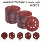 mm- 5" Sanding Discs 40 60 80 120 240 with 125mm, Metal, 100pcs - 100pcs option