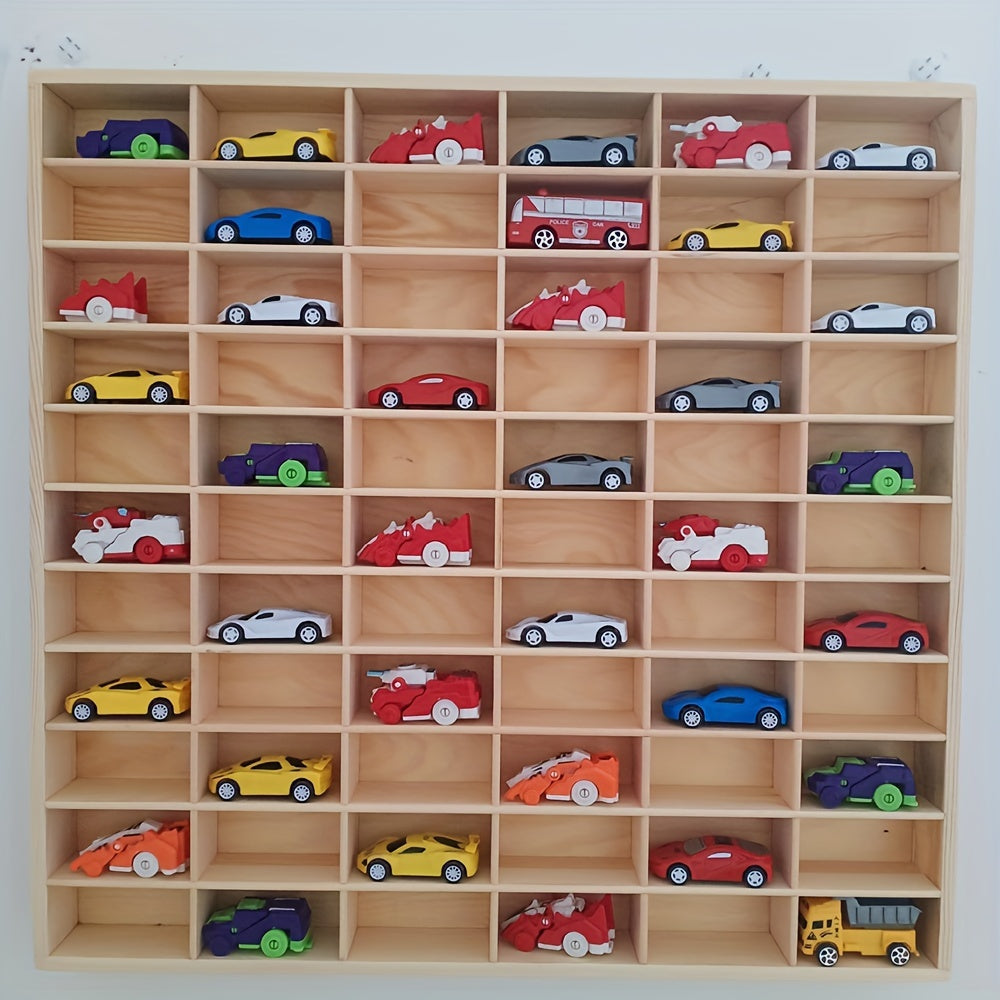 Model Car Storage with Wheels, Wood, 1:64 Wooden Garage Display Shelf Solid - product gallery image 4