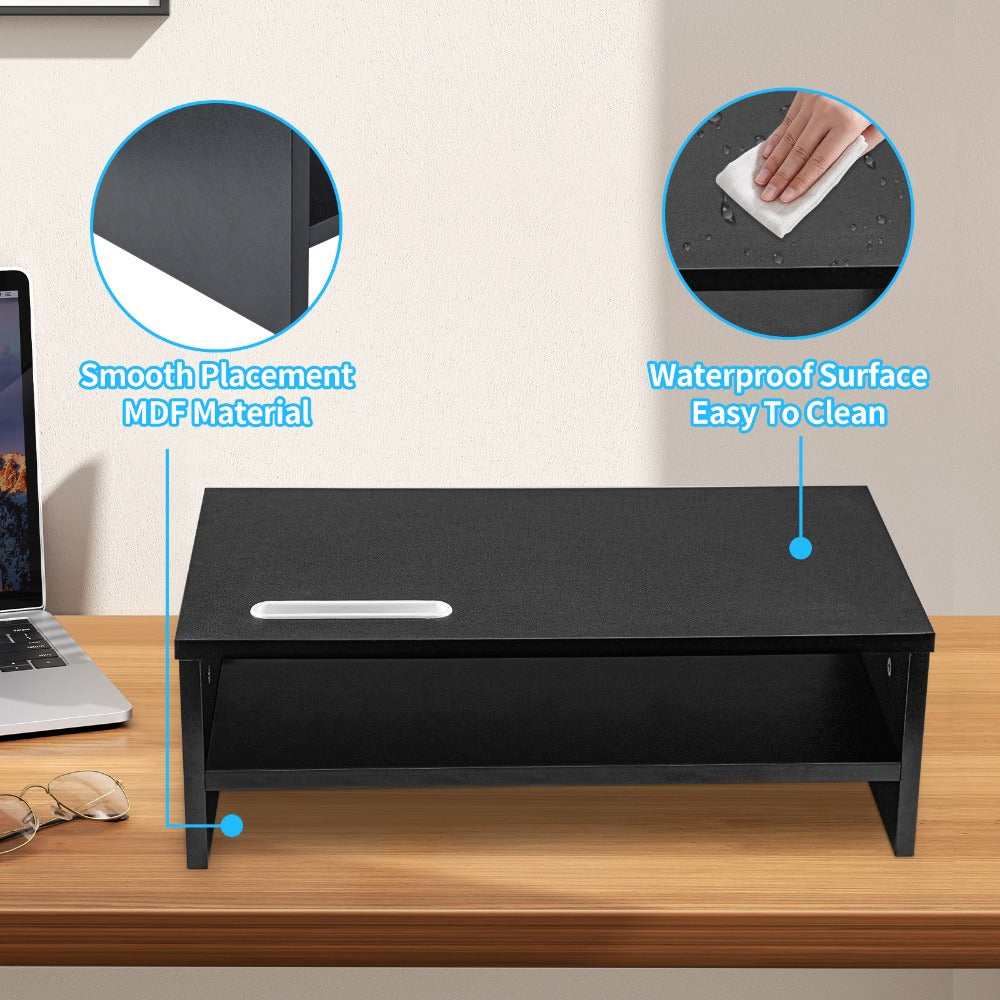 Monitor Stand with Wood Riser Smartphone Holder 2-Tier Storage - product gallery image 4