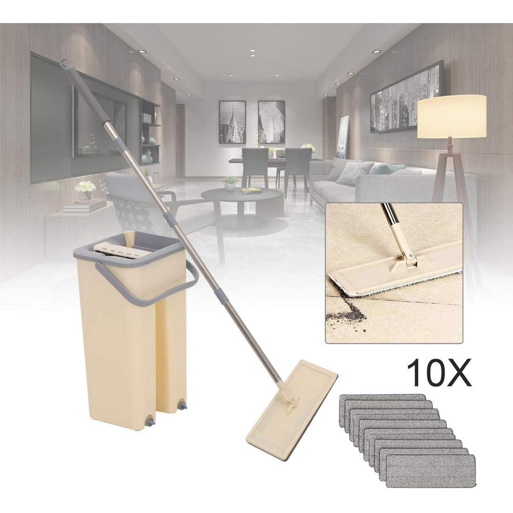Mop and Floor Cleaner with Machine-Washable, Stainless Steel, 7-piece flat mop set, gray - product gallery image 11