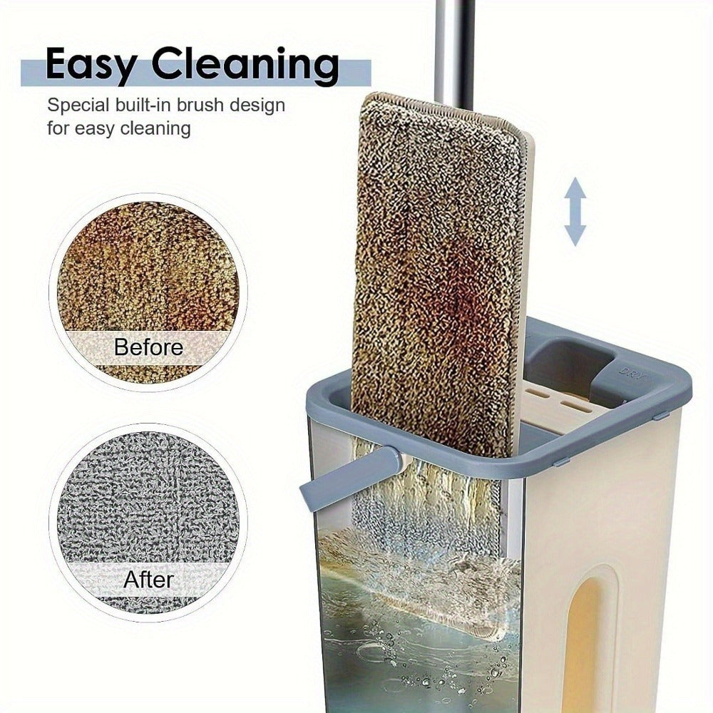 Mop and Floor Cleaner with Machine-Washable, Stainless Steel, 7-piece flat mop set, gray - product gallery image 13
