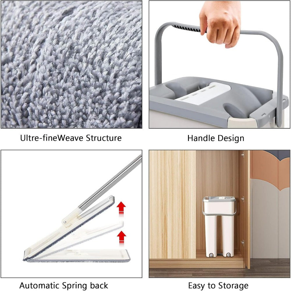 Mop and Floor Cleaner with Machine-Washable, Stainless Steel, 7-piece flat mop set, gray - product gallery image 15