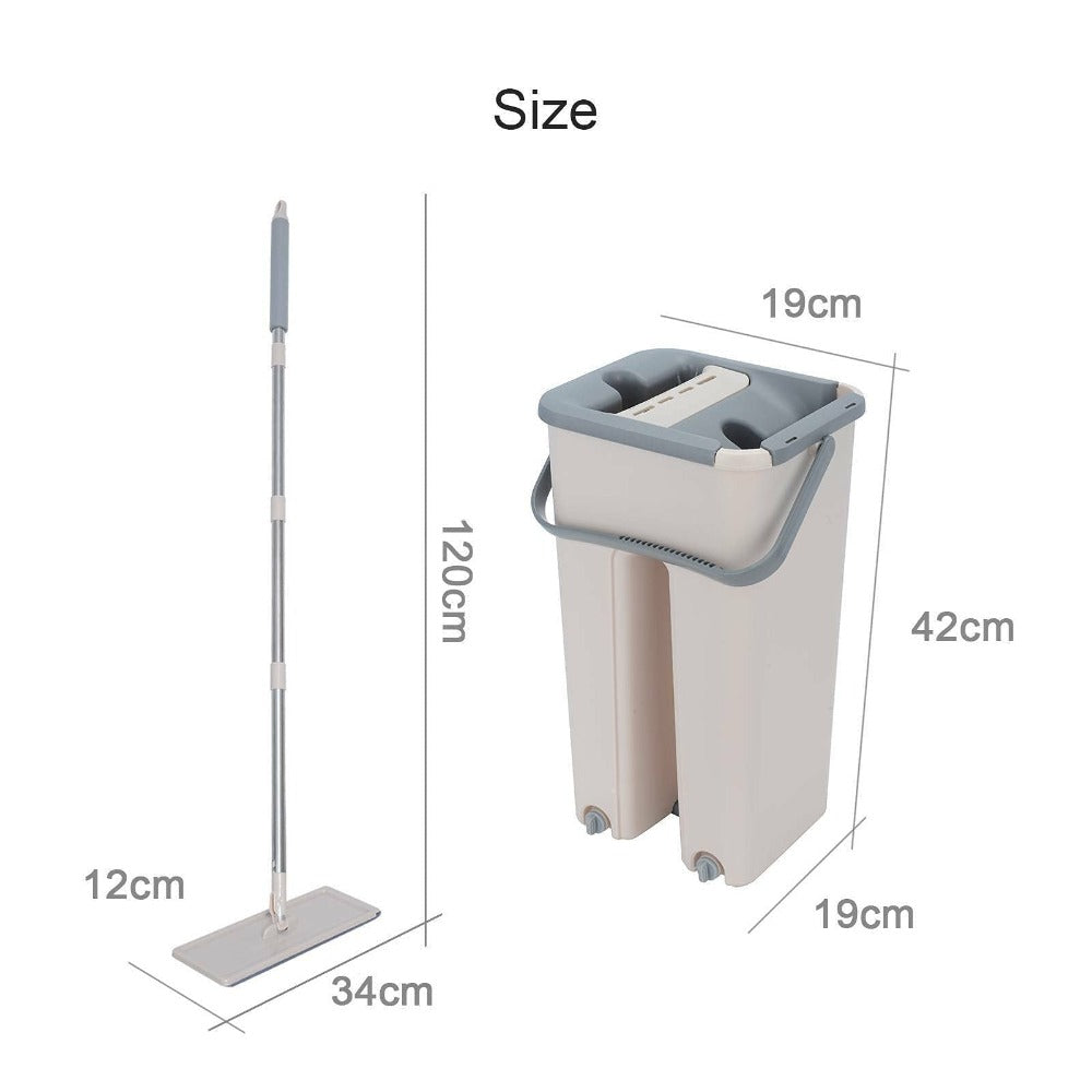 Mop and Floor Cleaner with Machine-Washable, Stainless Steel, 7-piece flat mop set, gray - product gallery image 2