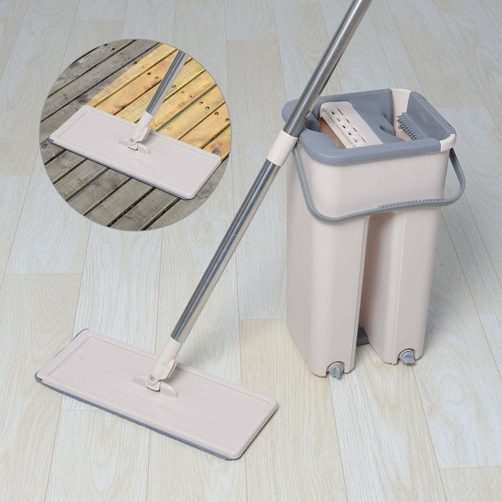 Mop and Floor Cleaner with Machine-Washable, Stainless Steel, 7-piece flat mop set, gray - product gallery image 5