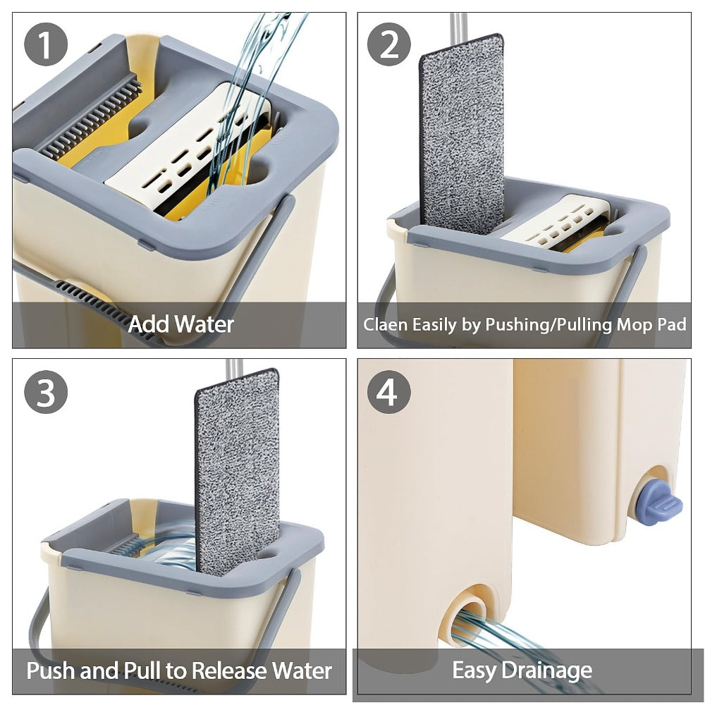 Mop and Floor Cleaner with Machine-Washable, Stainless Steel, 7-piece flat mop set, gray - product gallery image 8