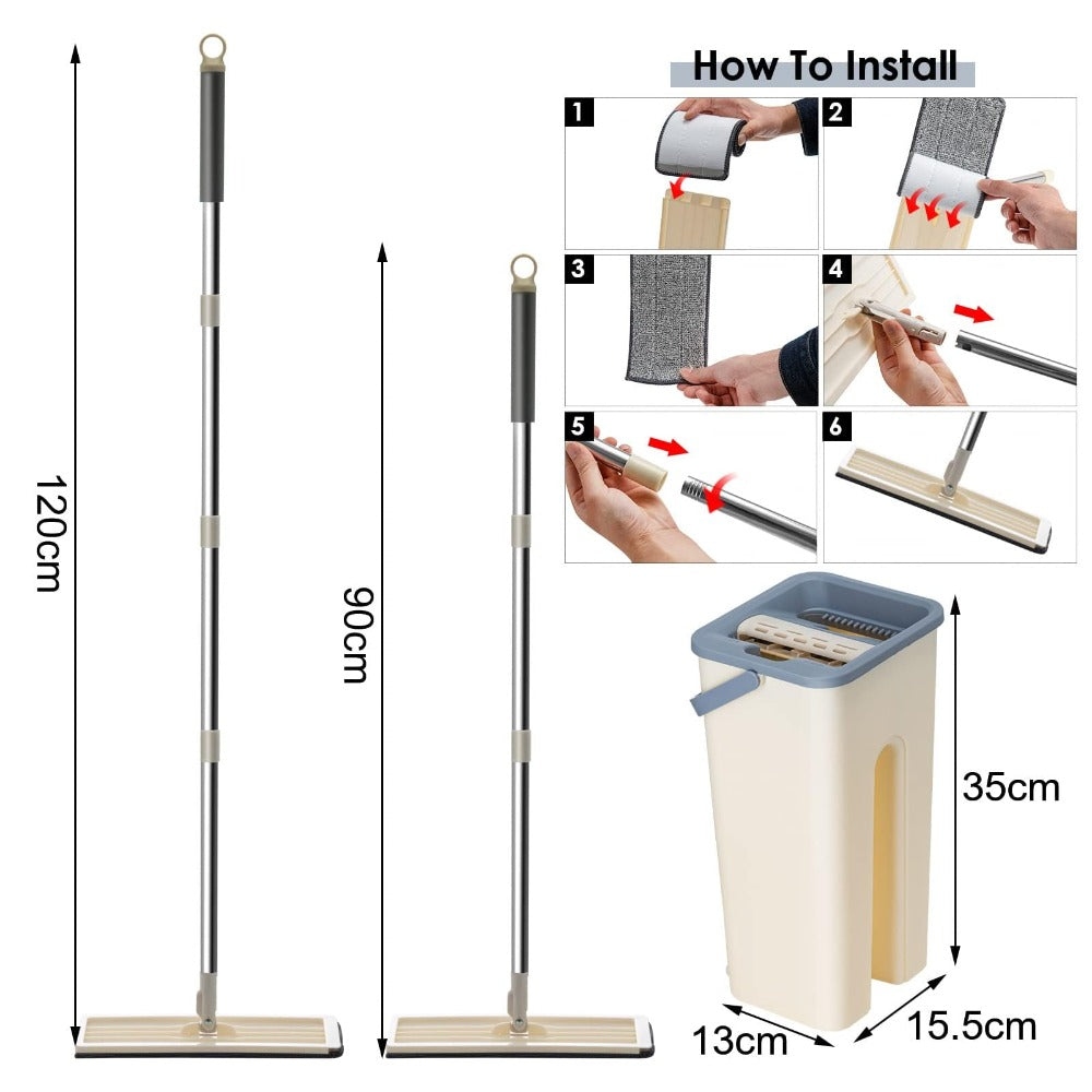 Mop and Floor Cleaner with Machine-Washable, Stainless Steel, 7-piece flat mop set, gray - product gallery image 9