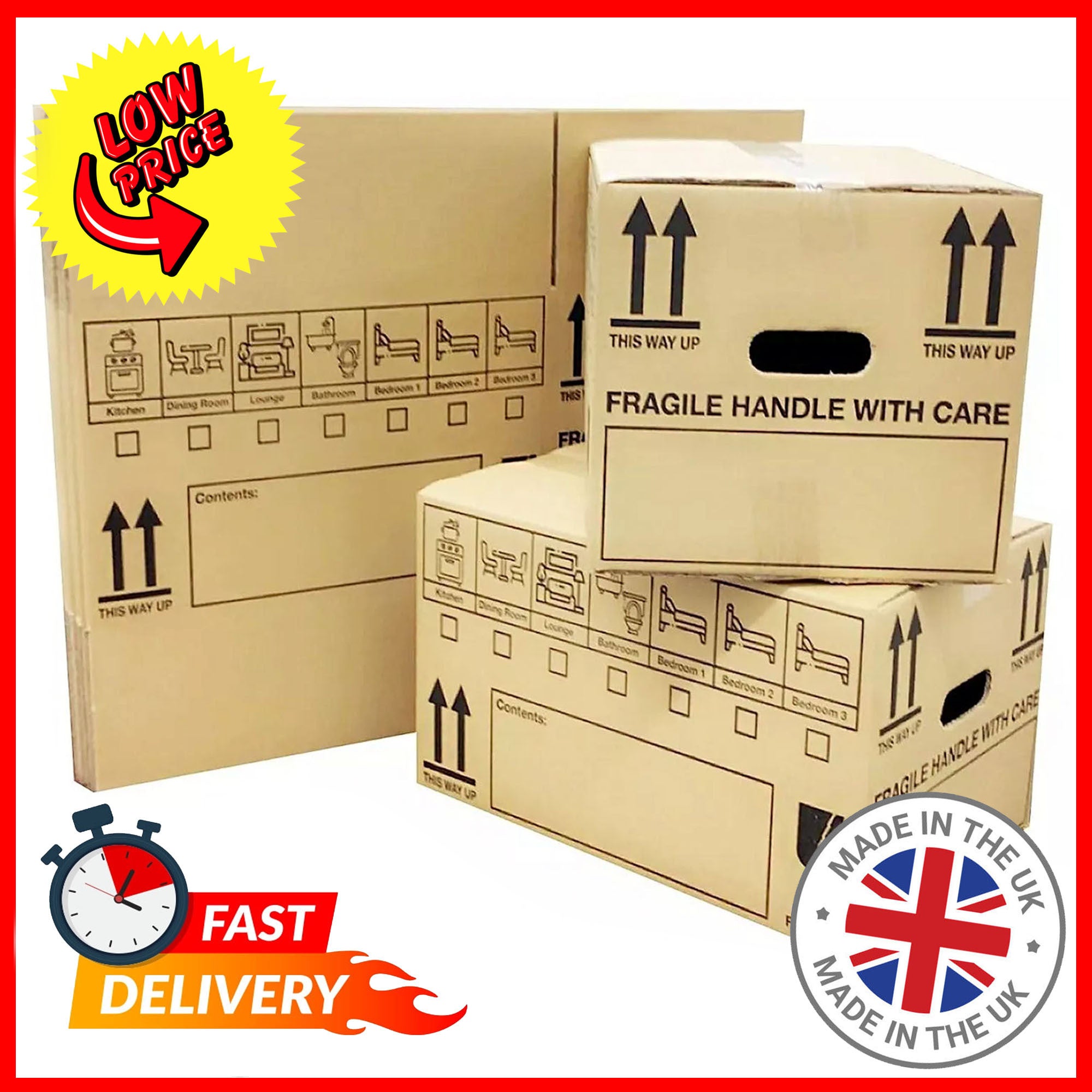 Moving Boxe with Large Printed House Removal Cardboard Boxes - Pack Of 40 option