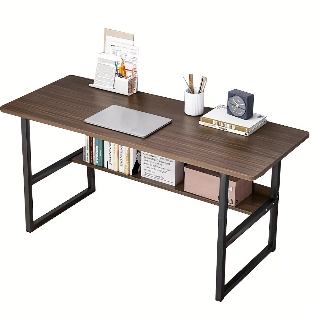 Multifunctional Computer Desk with Storage with Space-Saving, Metal, Brown - Brown option