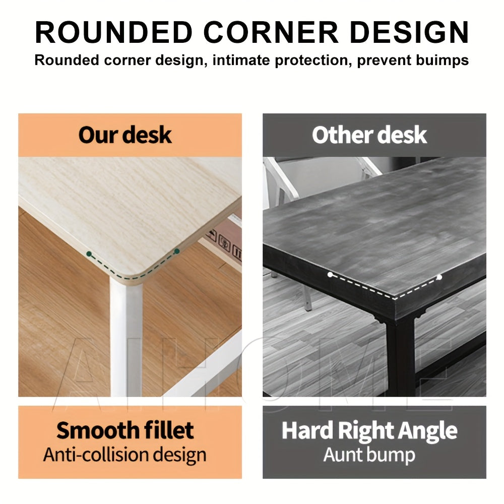 Multifunctional Computer Desk with Storage with Space-Saving, Metal, Brown - product gallery image 6