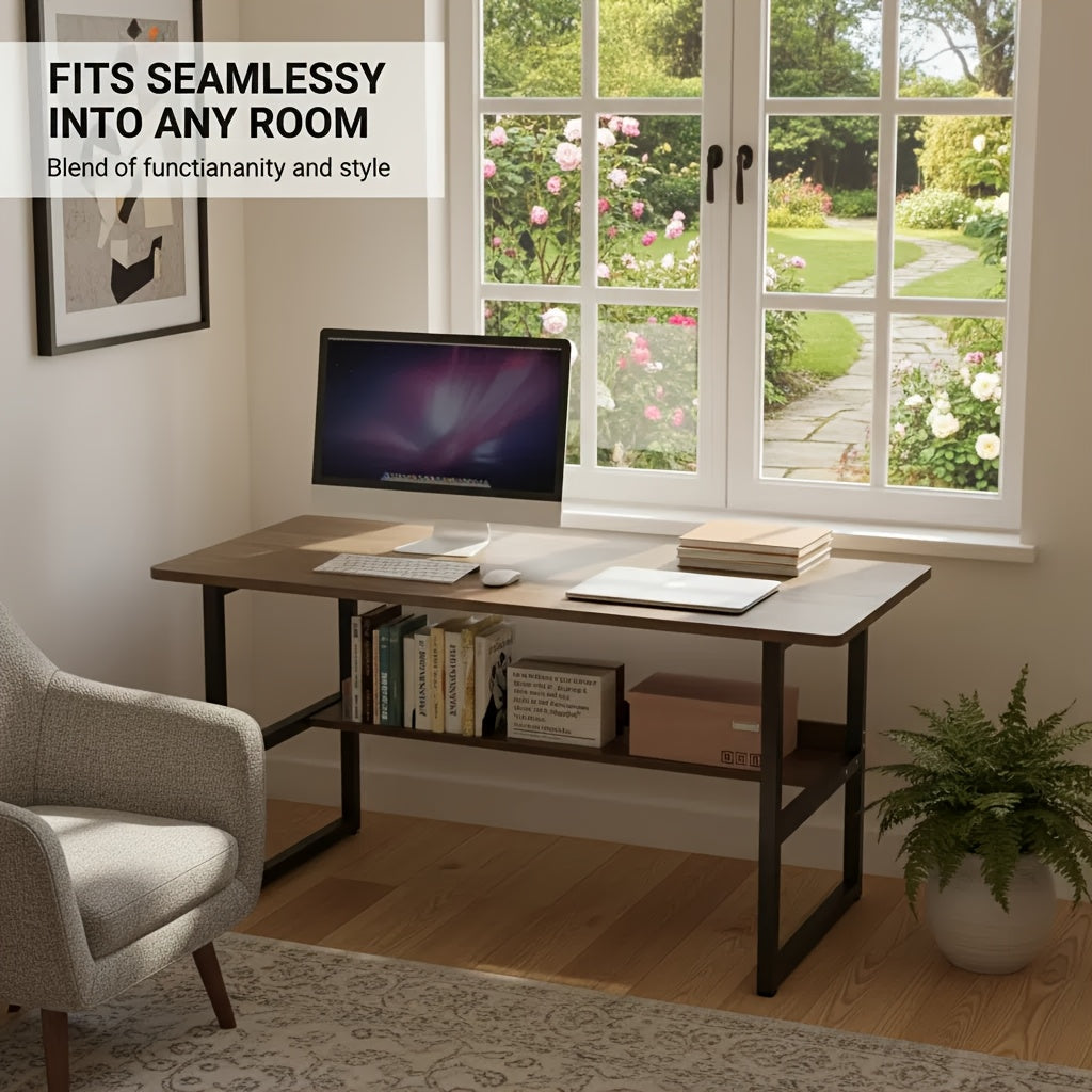 Multifunctional Computer Desk with Storage with Space-Saving, Metal - product gallery image 3