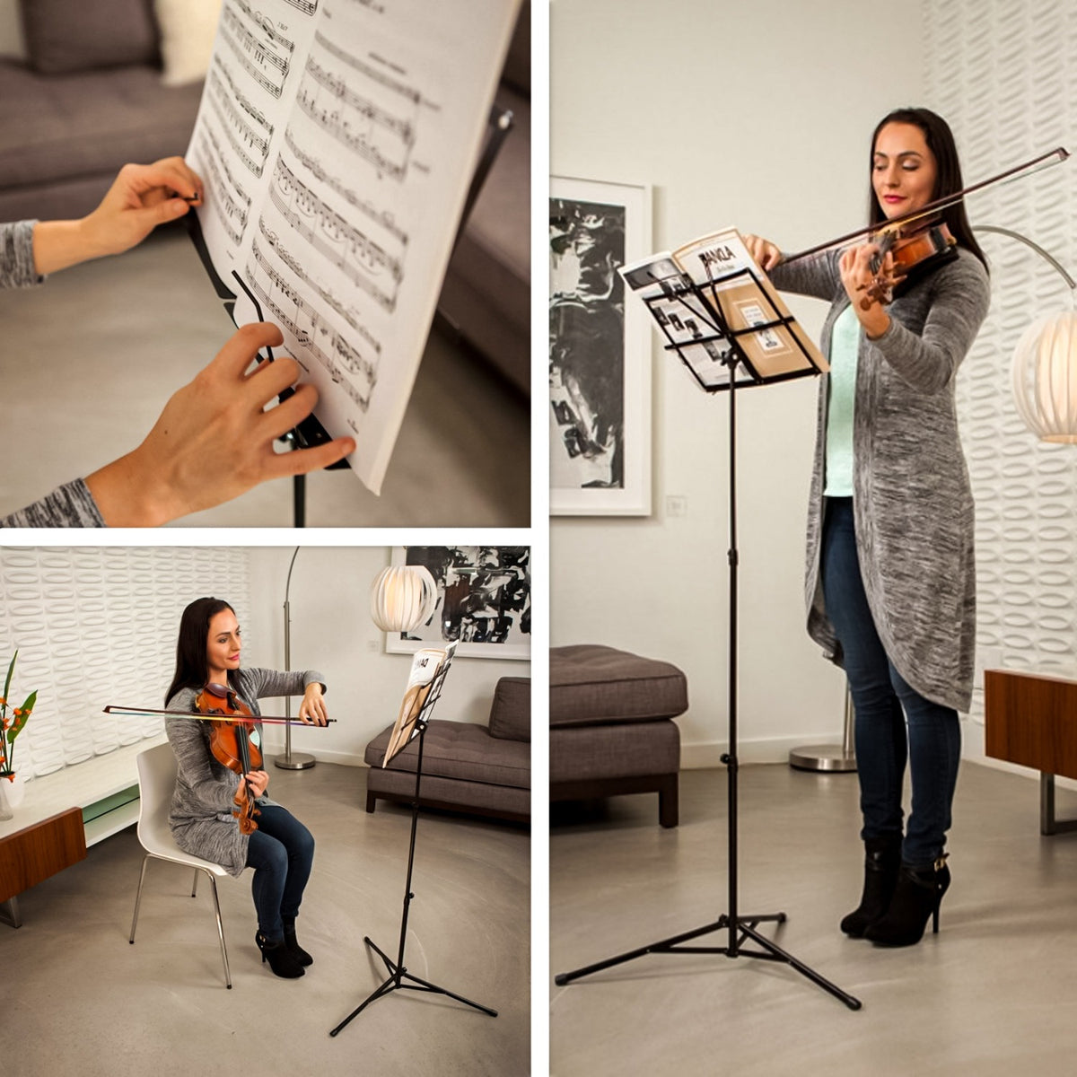 Music Stand with Foldable, Adjustable Height, Non-Slip, 130cm - product gallery image 4