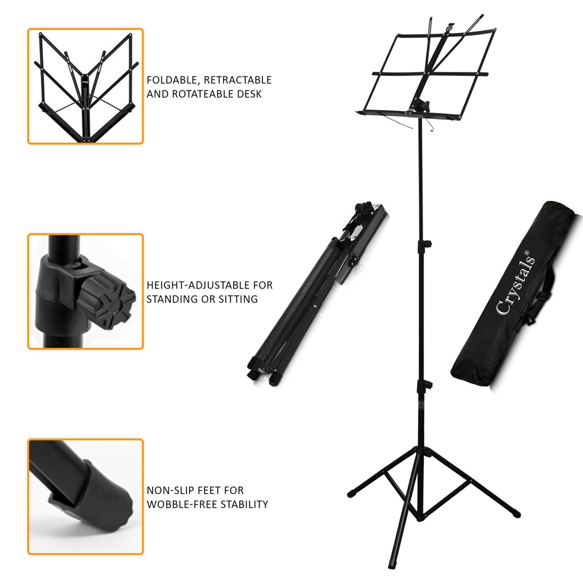 Music Stand with Foldable, Adjustable Height, Non-Slip, 130cm - product gallery image 9