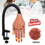 Nail Art Training Tool with Acrylic, 100pcs, Practice Hand 100pcs Tips Flexible Acrylic