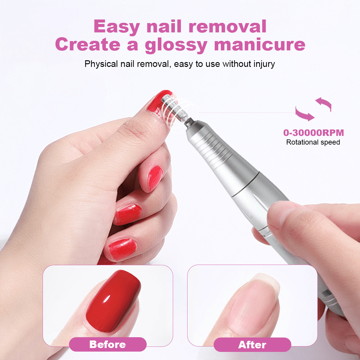 Nail Drill with Acrylic, 50pcs, One set (50PCS nail removal pads included) - product gallery image 11