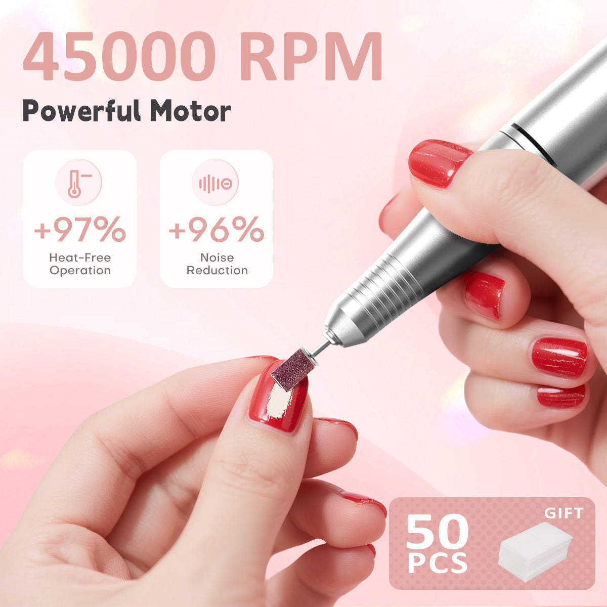 Nail Drill with Acrylic, 50pcs, One set (50PCS nail removal pads included) - product gallery image 6