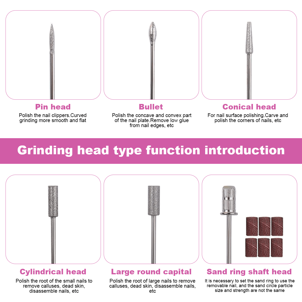Nail Drill with Acrylic, 50pcs, One set (50PCS nail removal pads included) - product gallery image 9