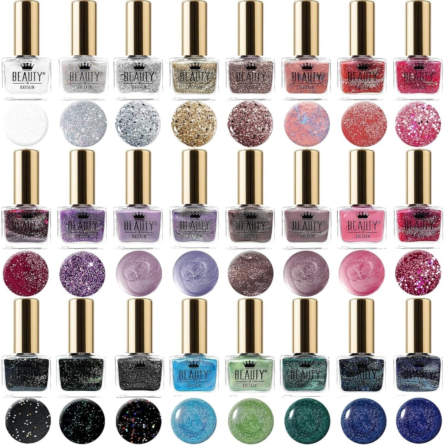 Nail Polish Set with 24 pcs, Glitter Quick-Dry Shimmering Colours Art Women