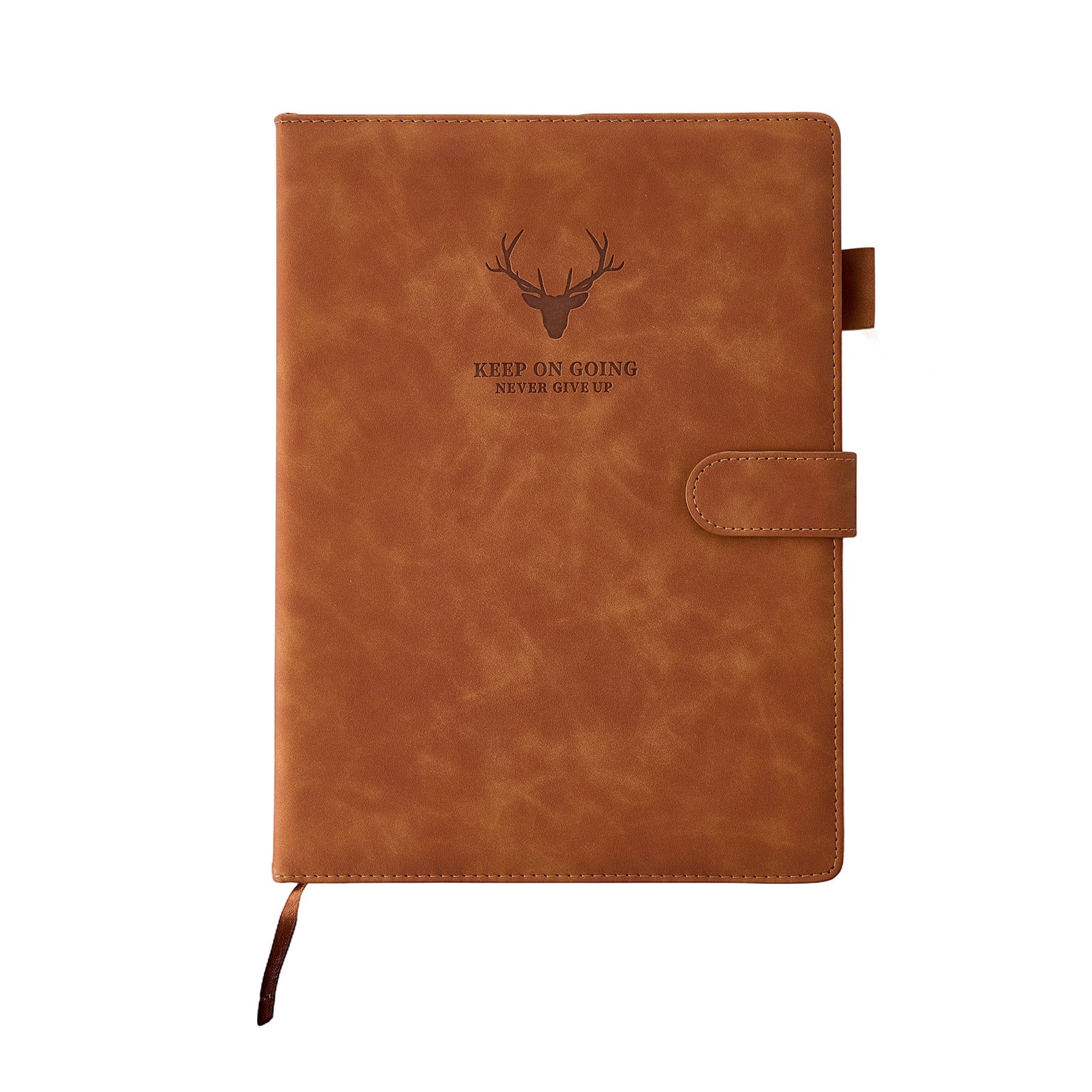 Notebook A4 Magnetic Snap Leather Pages Thick for home offices - Brown option