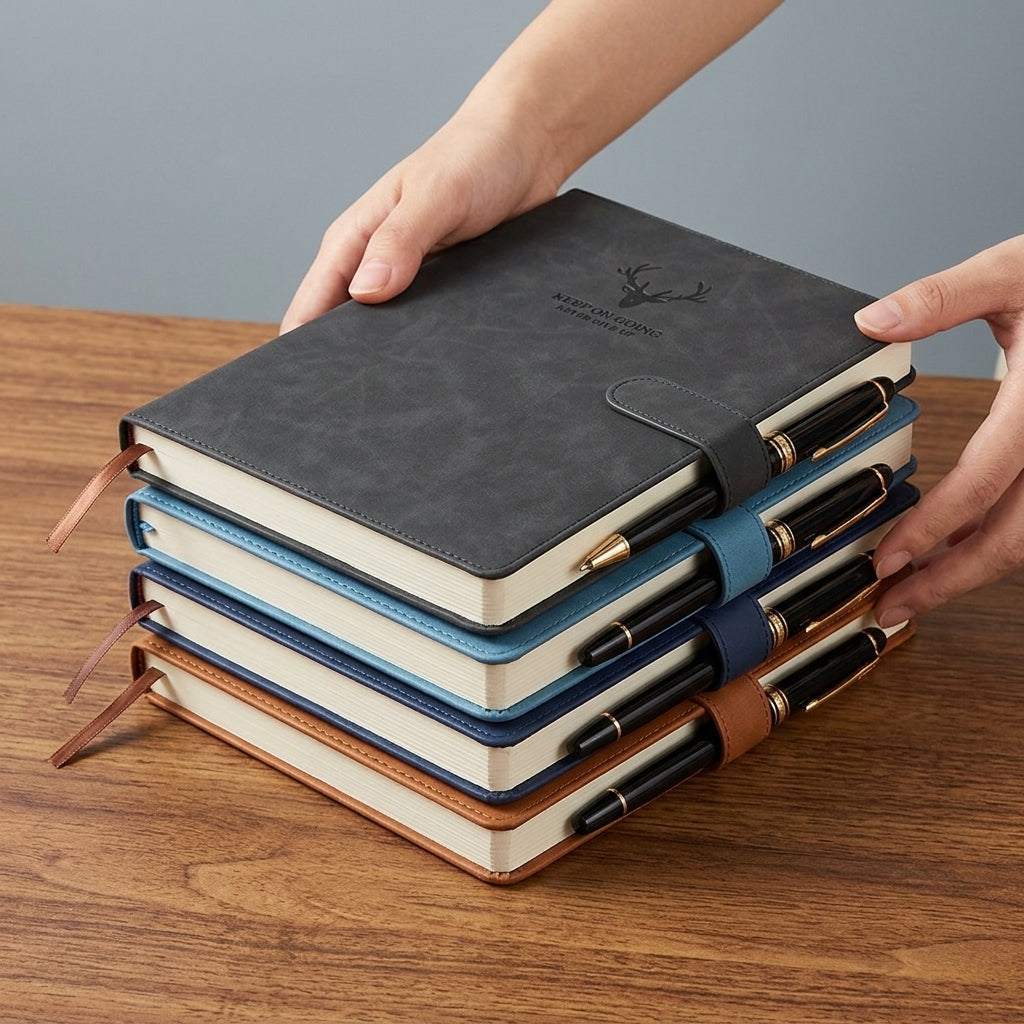 Notebook A4 Magnetic Snap Leather Pages Thick for home offices