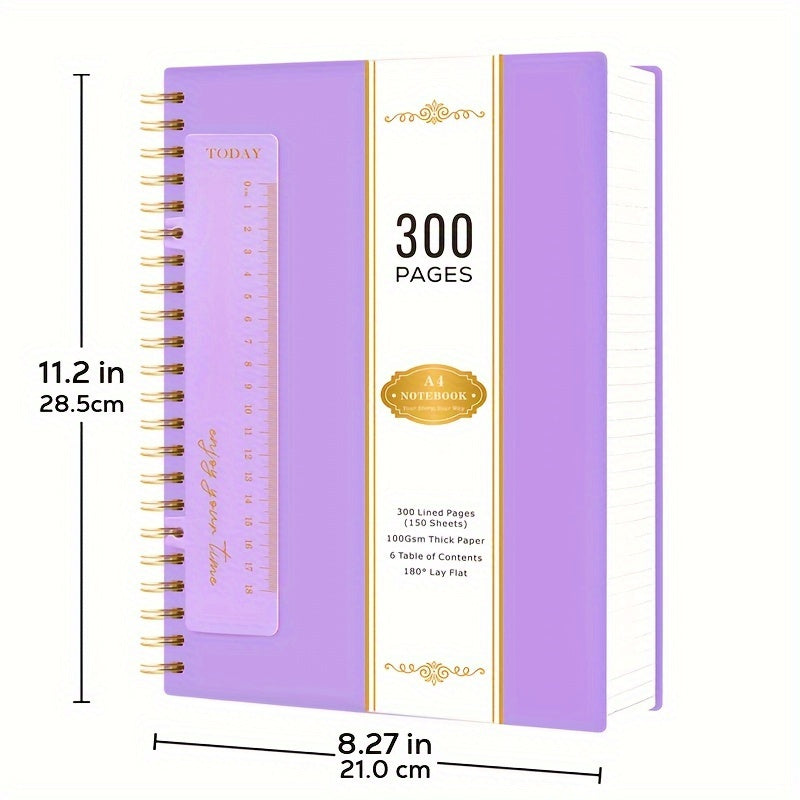 Notebook A4 Spiral Lined Pages 100GSM No-Bleed with Waterproof, 28.5 cm