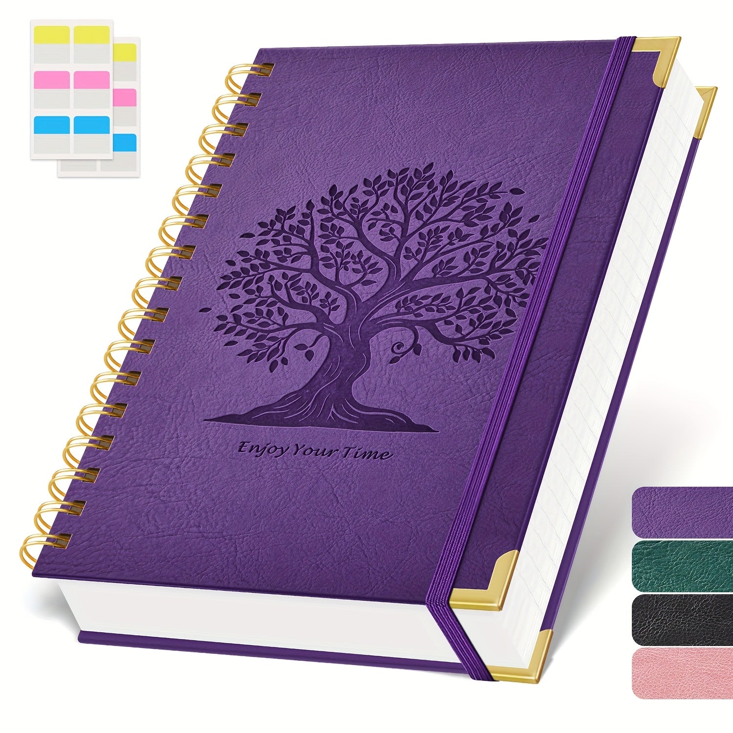 Notebook A5 Leather Cover Spiral Pages 100gsm with Metal
