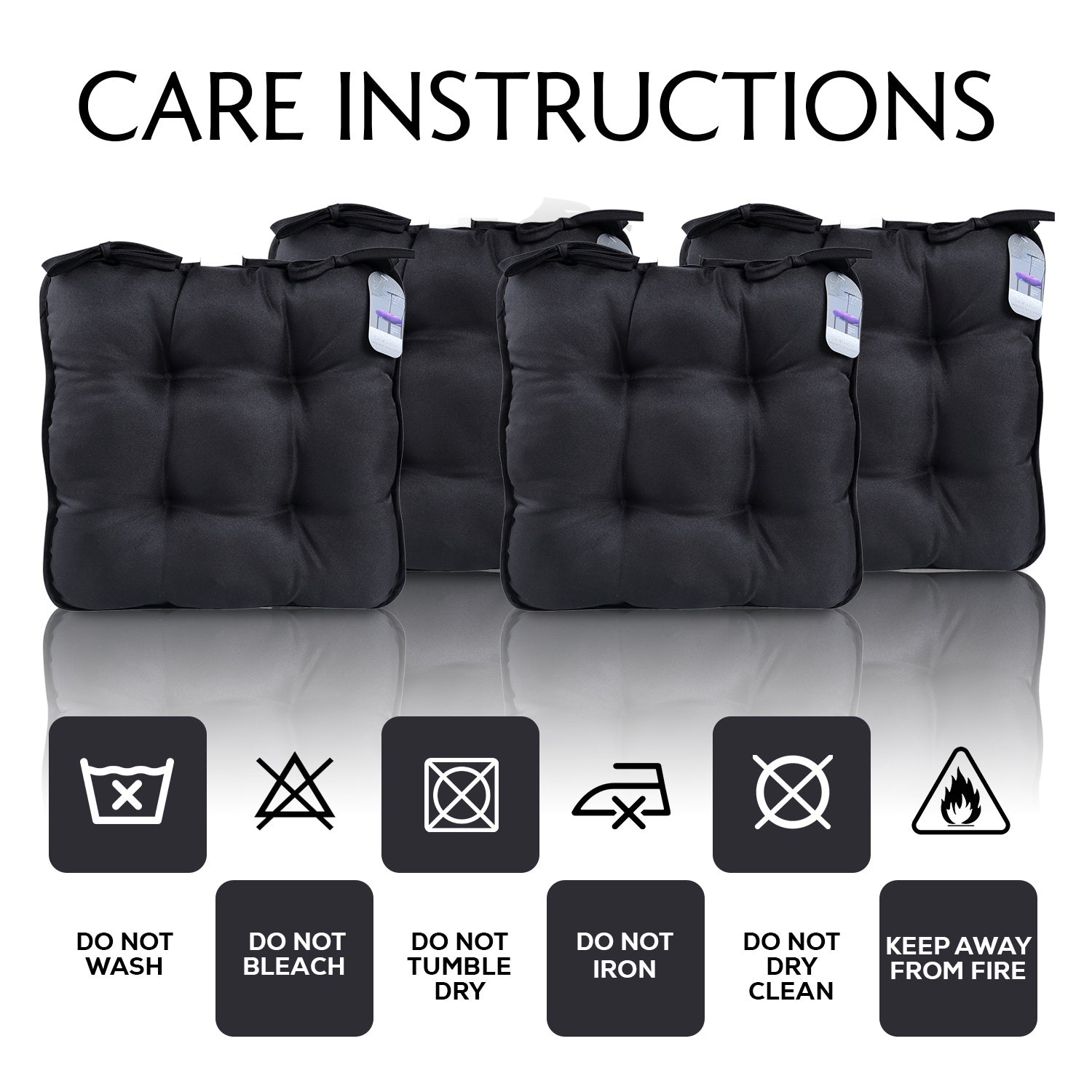 Office Chair with 4 Pack, Seat Cushions 40x40cm Soft Pads Tie - product gallery image 10