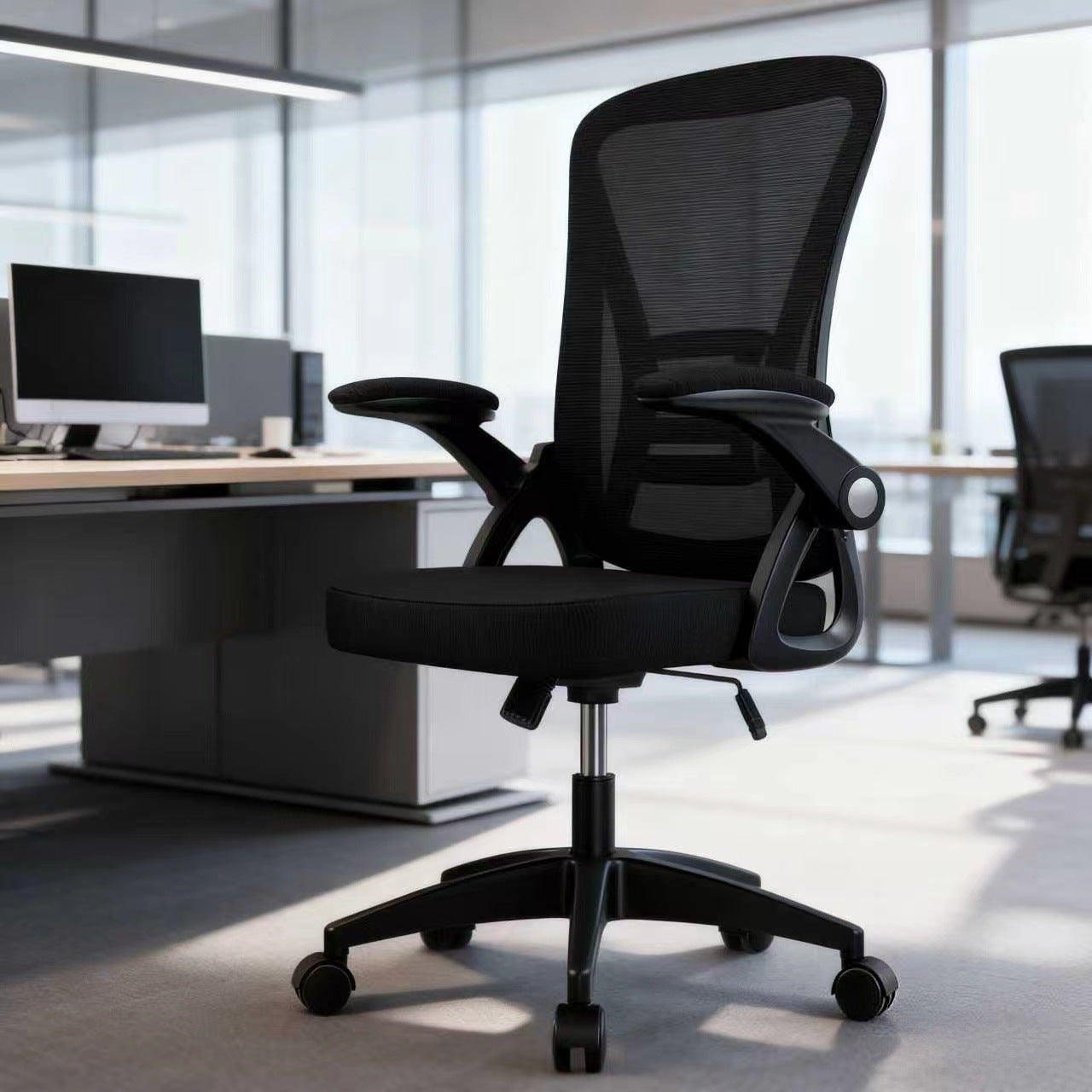 Office Chair with Adjustable Height, Lumbar Support - Black option