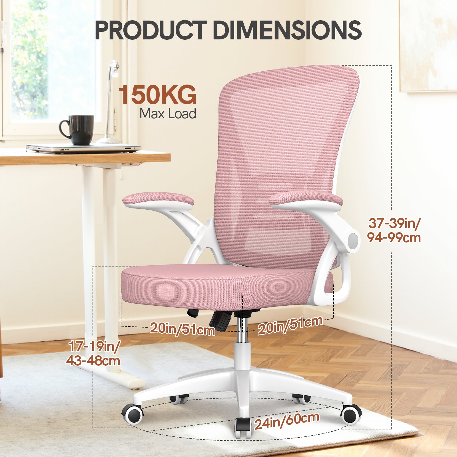 Office Chair with Adjustable Height, Lumbar Support - product gallery image 7