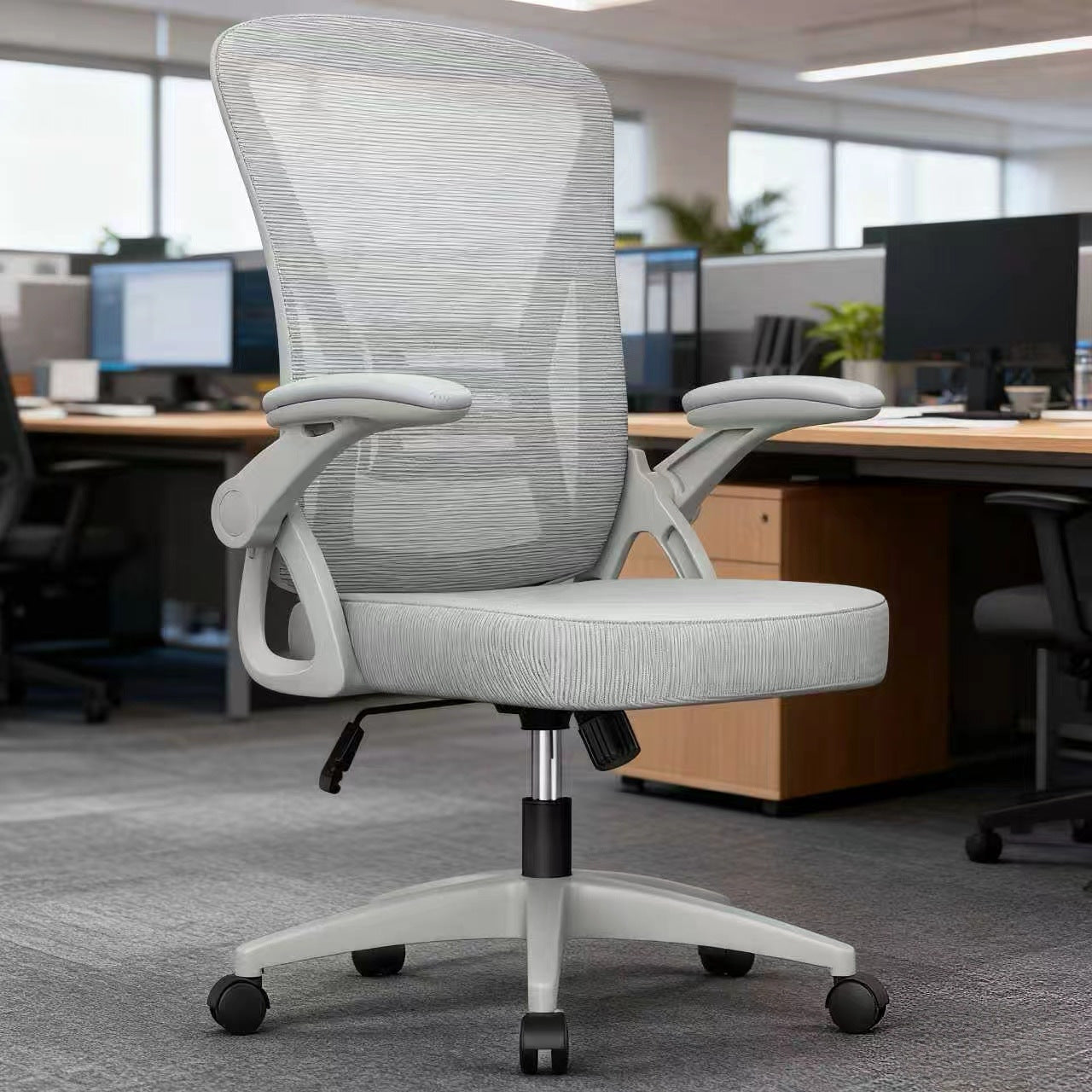 Office Chair with Adjustable Height, Lumbar Support - Grey option