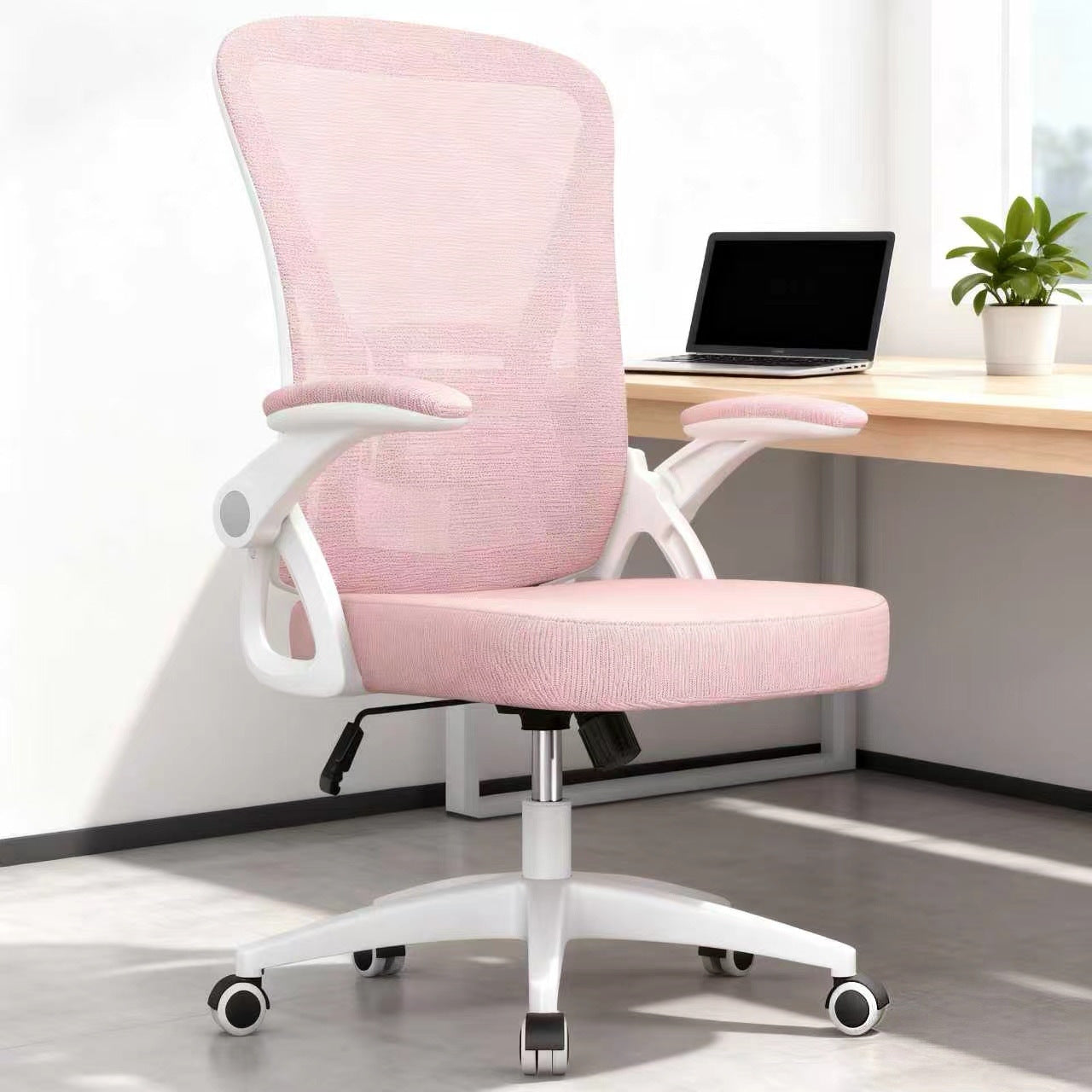 Office Chair with Adjustable Height, Lumbar Support - Pink option