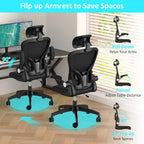Office Chair with Adjustable Height, Lumbar Support, Black - product gallery image 5
